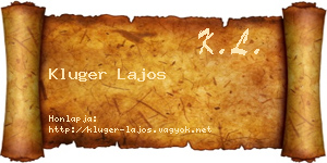 Kluger Lajos névjegykártya